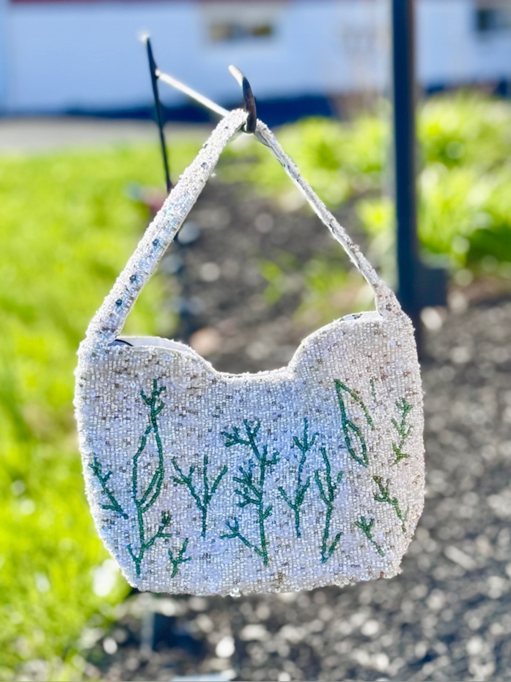 Beaded Hummingbird Statement Bag – Floral Artisan Shoulder Purse NWT - Picture 6 of 11